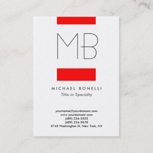 Chubby Monogram Red White Clean Business Card