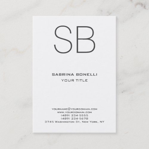 Chubby Monogram White Cute Business Card