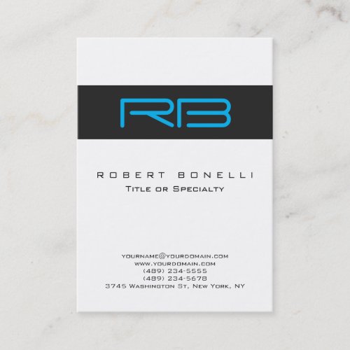 Chubby Monogram White Dark Grey Blue Business Card