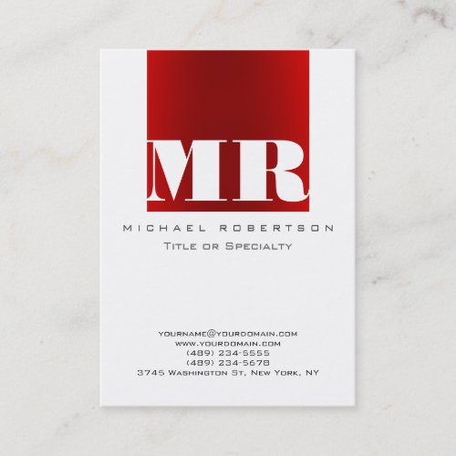 Chubby Monogram White Dark Red Business Card