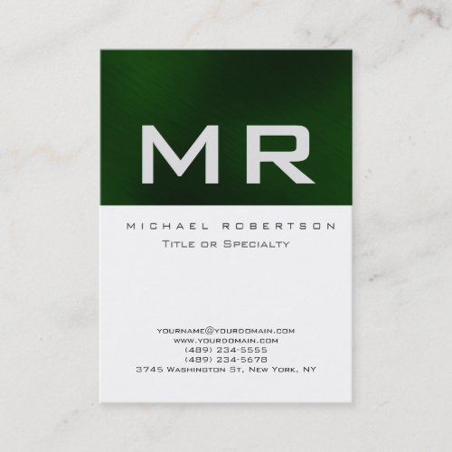 Chubby Monogram White Green Stripe Business Card