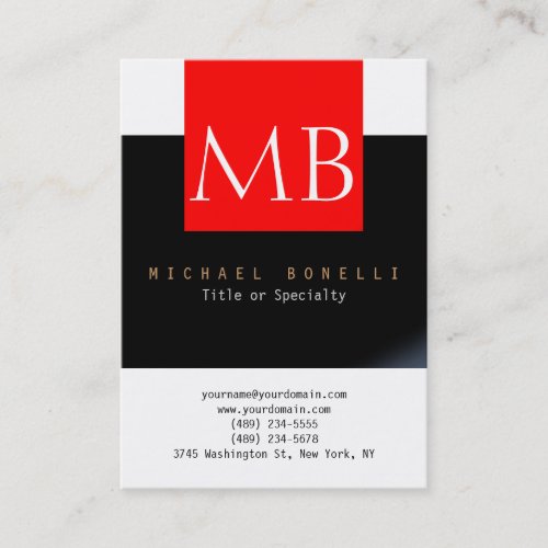 Chubby Monogram White Red Black Business Card