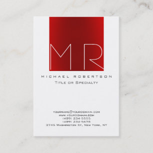 Chubby Monogram White Red Business Card