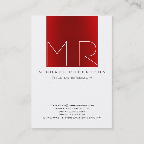 Chubby Monogram White Red Business Card