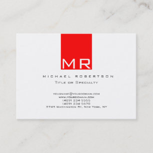 Chubby Monogram White Red Clean Business Card