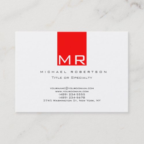 Chubby Monogram White Red Clean Business Card