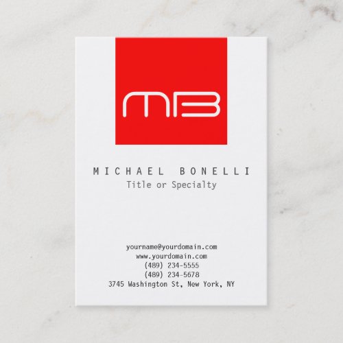 Chubby Monogram White Red Clean Business Card