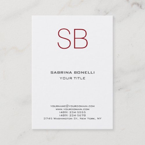 Chubby Monogram White Red Cute Business Card