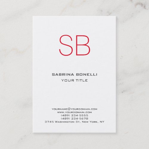 Chubby Monogram White Red Cute Business Card