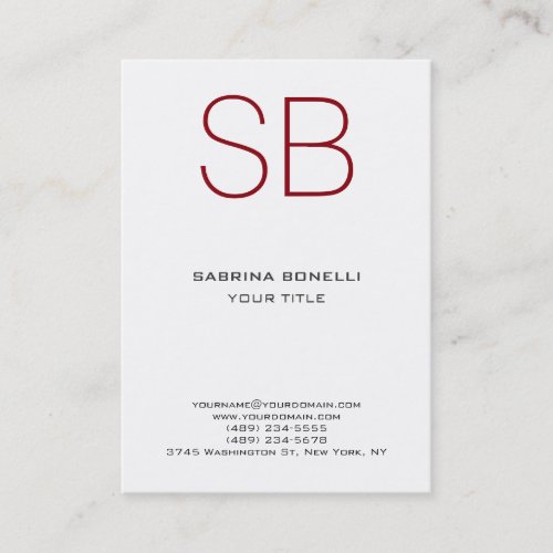 Chubby Monogram White Red Cute Business Card