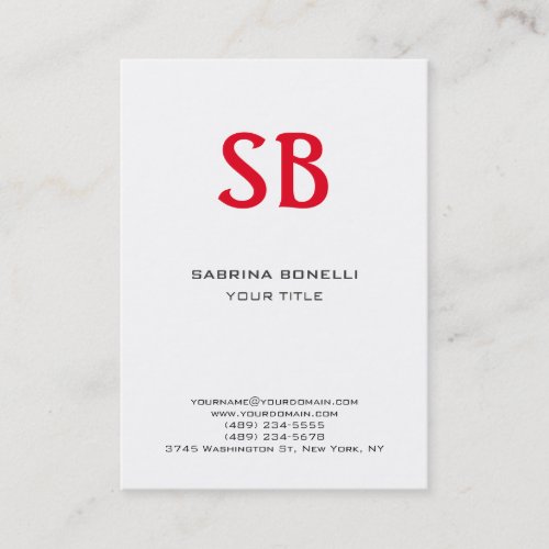 Chubby Monogram White Red Cute Business Card