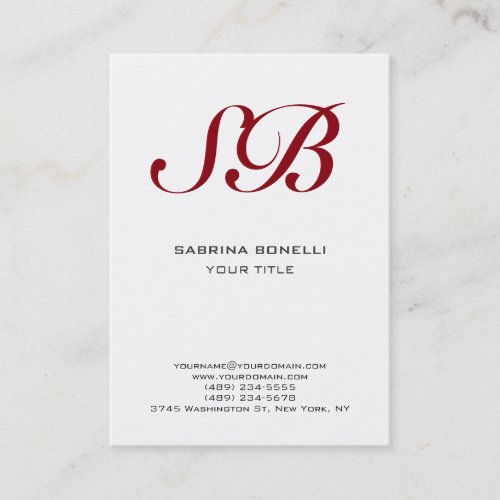 Chubby Monogram White Red Cute Business Card