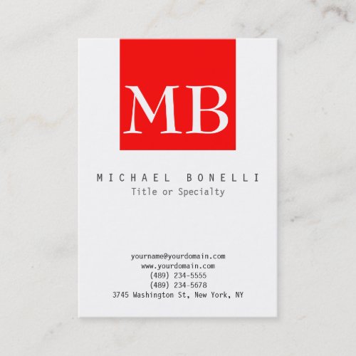 Chubby Monogram White Red Stripe Business Card