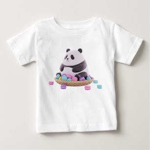 Chubby Panda Figurine with Colorful Macarons Baby T-Shirt
