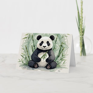 Chubby panda sitting in a lotus pose  foil greeting card