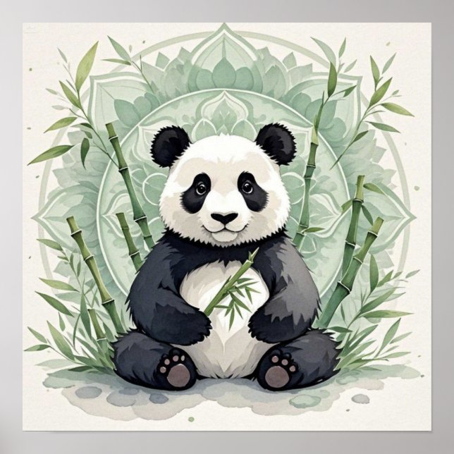 Chubby panda sitting in a lotus pose  poster (Front)