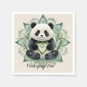 Chubby panda sitting in a lotus pose Zen Napkins