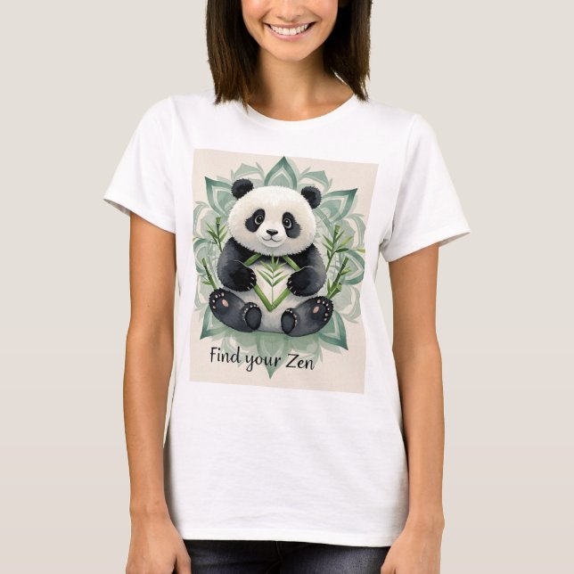 Chubby panda sitting in a lotus pose Zen T-Shirt (Front)