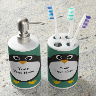 Penguin Bath Accessory Sets Zazzle Chubby Penguin Customizable Bathroom Set