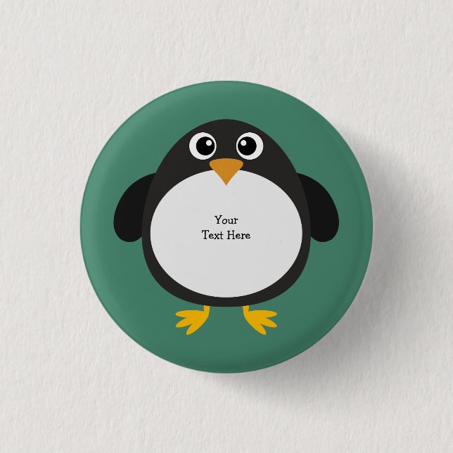 Chubby Penguin (customizable) Button (Front)