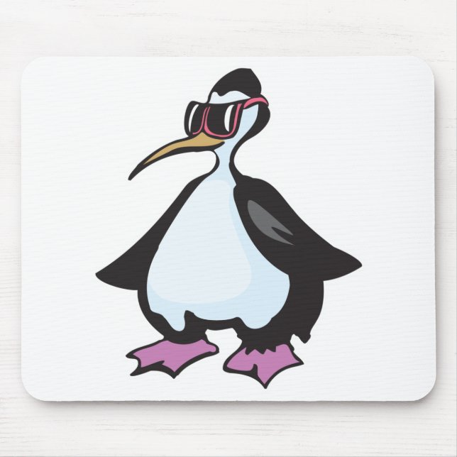chubby penguin wearing sunglasses mouse pad (Front)