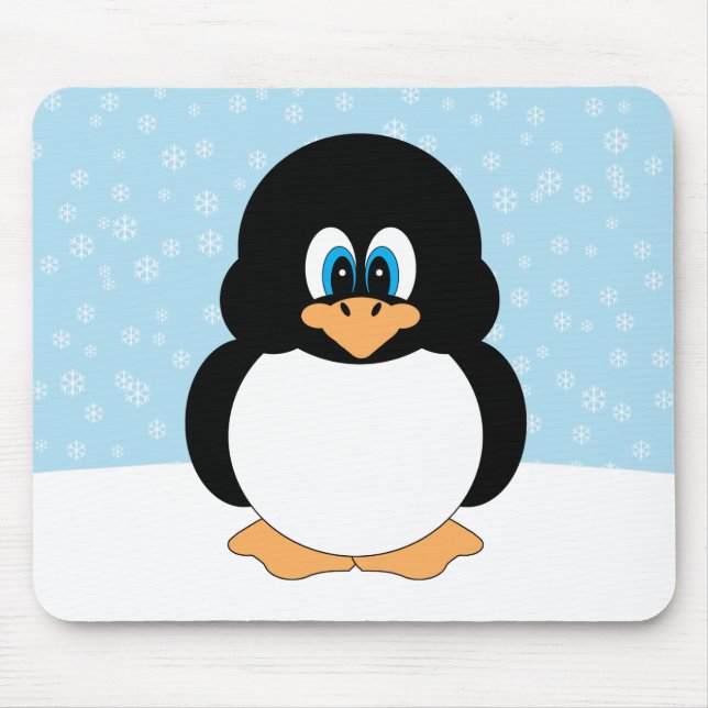 Chubby Penguin with Snowflakes Mousepad (Front)