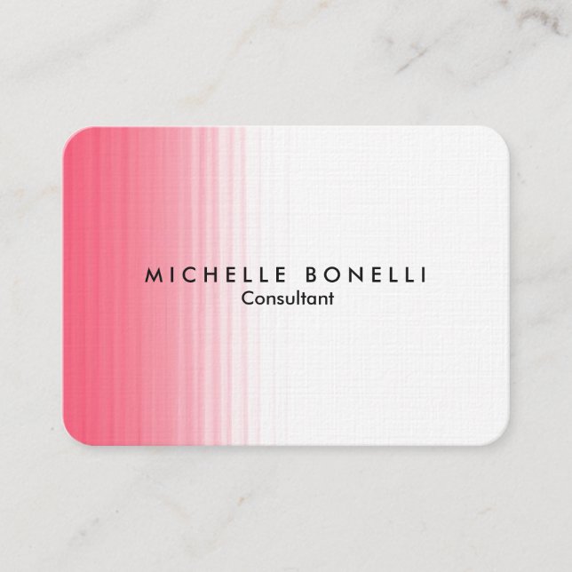 Chubby Pink White Minimalist Feminine Plain Modern Business Card (Front)
