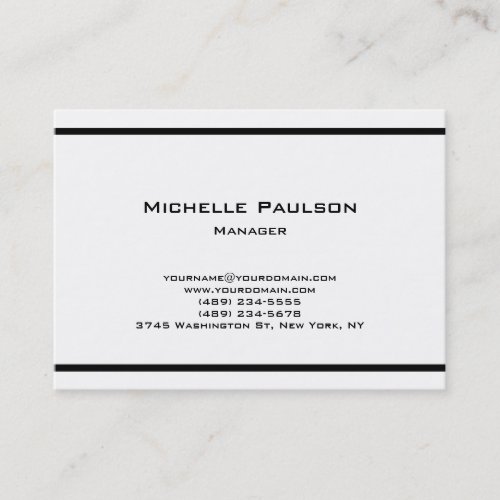 Chubby Plain Black White Manager Consultant Business Card
