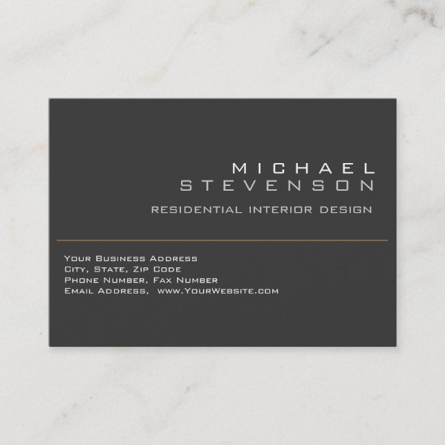 Chubby Plain Grey Black Designer Business Card (Front)