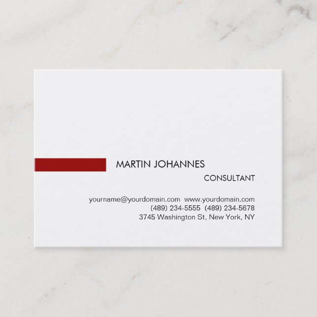 Chubby Plain Stylish Red Black White Business Card (Front)