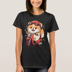 Chubby Pomeranian Dog Riding a Red Scooter T-Shirt