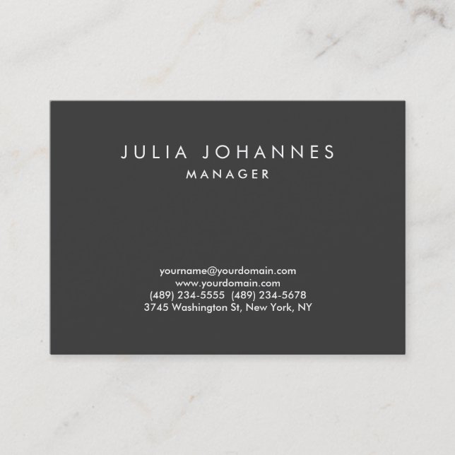 Chubby Professional Gray Plain Trendy Business Card (Front)