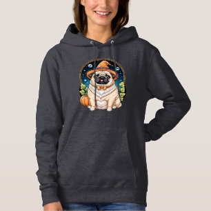 "Chubby Pug in Witch Hat Halloween Art Series Hoodie