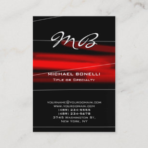Chubby red black monogram unique business card