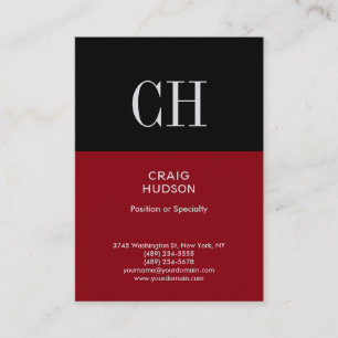 Chubby Red Black Stripe Monogram Business Card