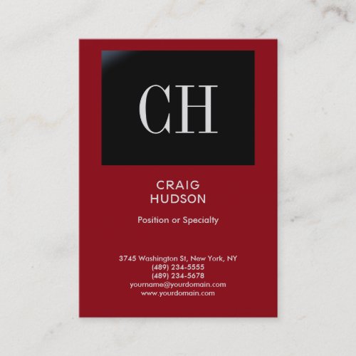 Chubby Red Black Stripe Monogram Business Card