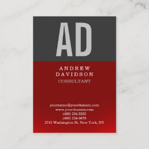 Chubby Red Gray Monogram Plain Business Card