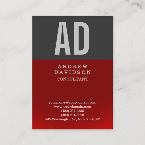 Chubby Red Gray Monogram Plain Business Card