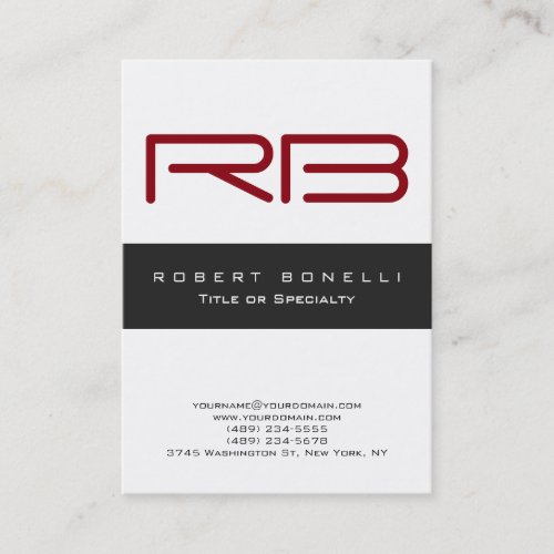 Chubby Red Monogram Grey White Business Card