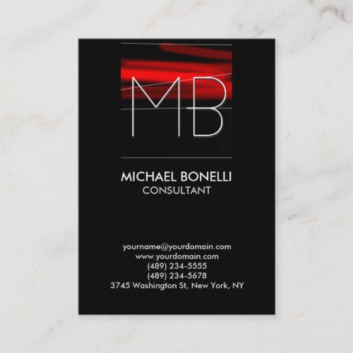Chubby red stripe black background business card