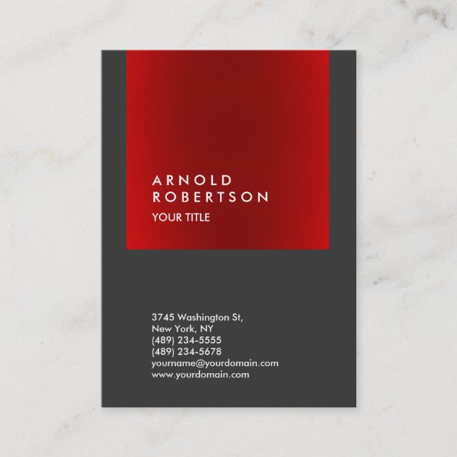 Chubby Red Stripe Gray Professional Business Card (Front)