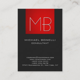 Chubby red stripe grey background business card