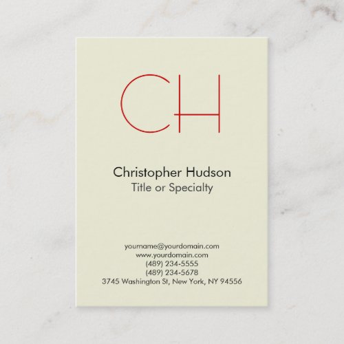 Chubby Red Trendy Modern Monogram Business Card