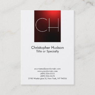 Chubby Red White Monogram Business Card