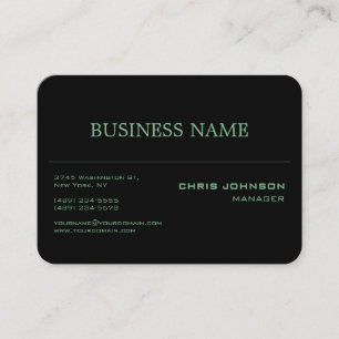 Chubby Round Corner Green Rich Black Business Card