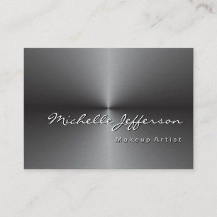 Chubby Rounded Corner Metallic Silver Gray Business Card