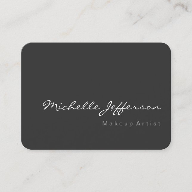 Chubby Rounded Corner Script Gray Business Card (Front)