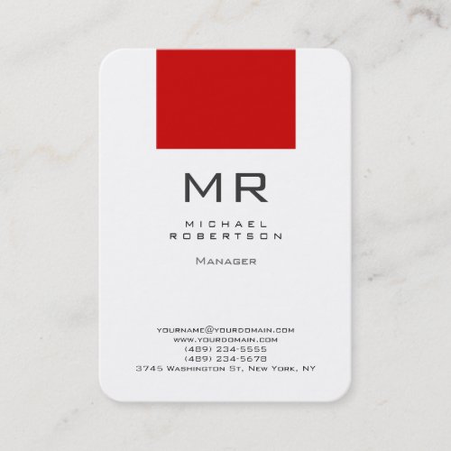 Chubby Rounded Corner White Red Business Card