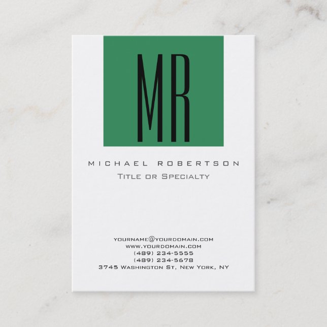 Chubby Sea Green White Clean Business Card (Front)