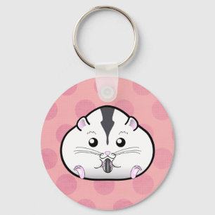 Chubby Semi White Russian Dwarf Hamster Keychain
